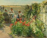 Knud Bergslien, Blomstrende haveeksterir med tre kvinder ved et bord
